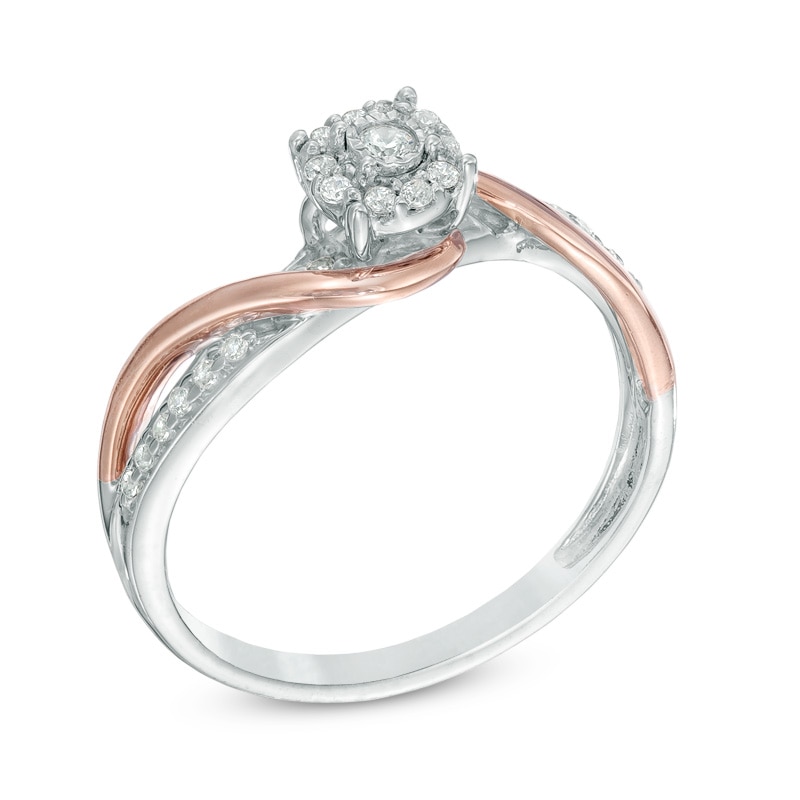 0.15 CT. T.W. Diamond Swirl Promise Ring in Sterling Silver and 10K Rose Gold