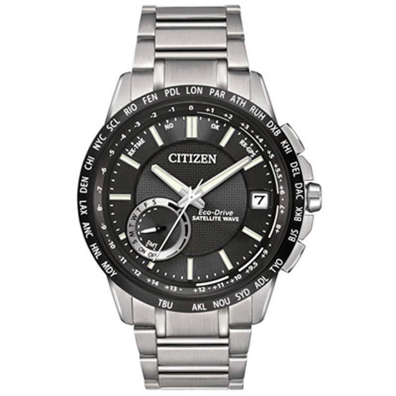 Men s Citizen Eco Drive Satellite Wave World Time GPS Watch with Black Dial Model CC3005 85E