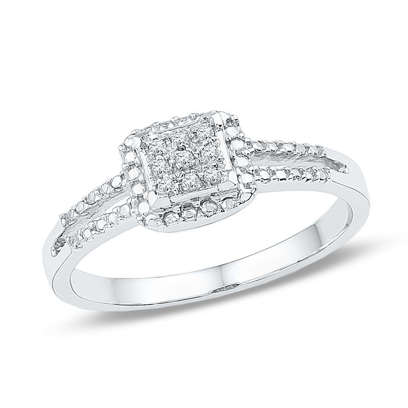 Composite Diamond Accent Square Promise Ring in 10K White Gold