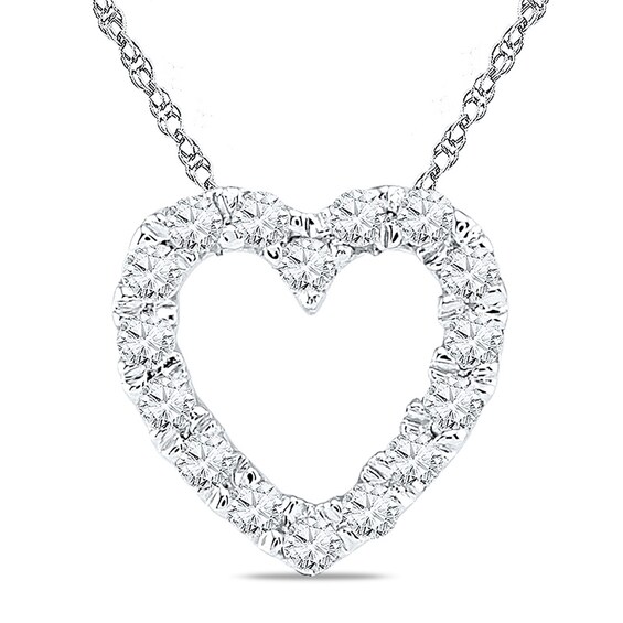 0.18 CT. T.W. Diamond Outline Heart Pendant in 10K White Gold