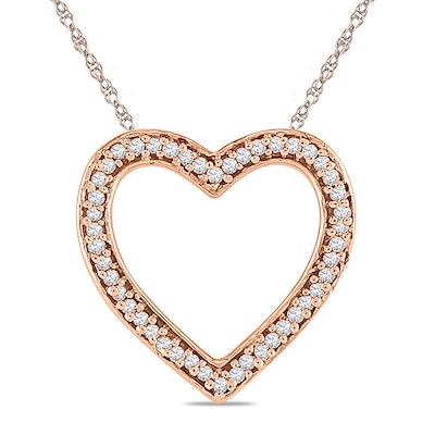 Diamond Accent Outline Heart Pendant in 10K Rose Gold