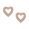 Thumbnail Image 0 of 0.09 CT. T.W. Diamond Outline Heart Stud Earrings in 10K Rose Gold