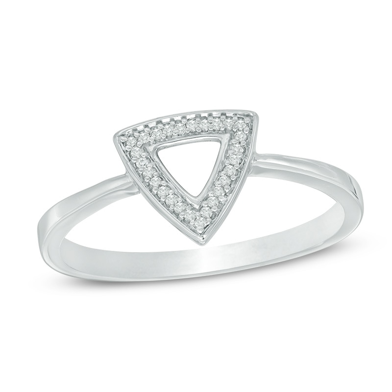 Diamond Accent Open Triangle Ring in Sterling Silver|Peoples Jewellers