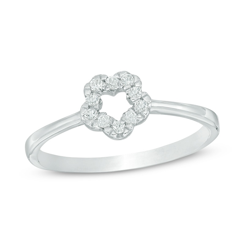 0.12 CT. T.W. Diamond Open Flower Ring in Sterling Silver|Peoples Jewellers