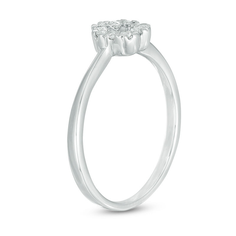 0.12 CT. T.W. Diamond Open Flower Ring Sterling Silver