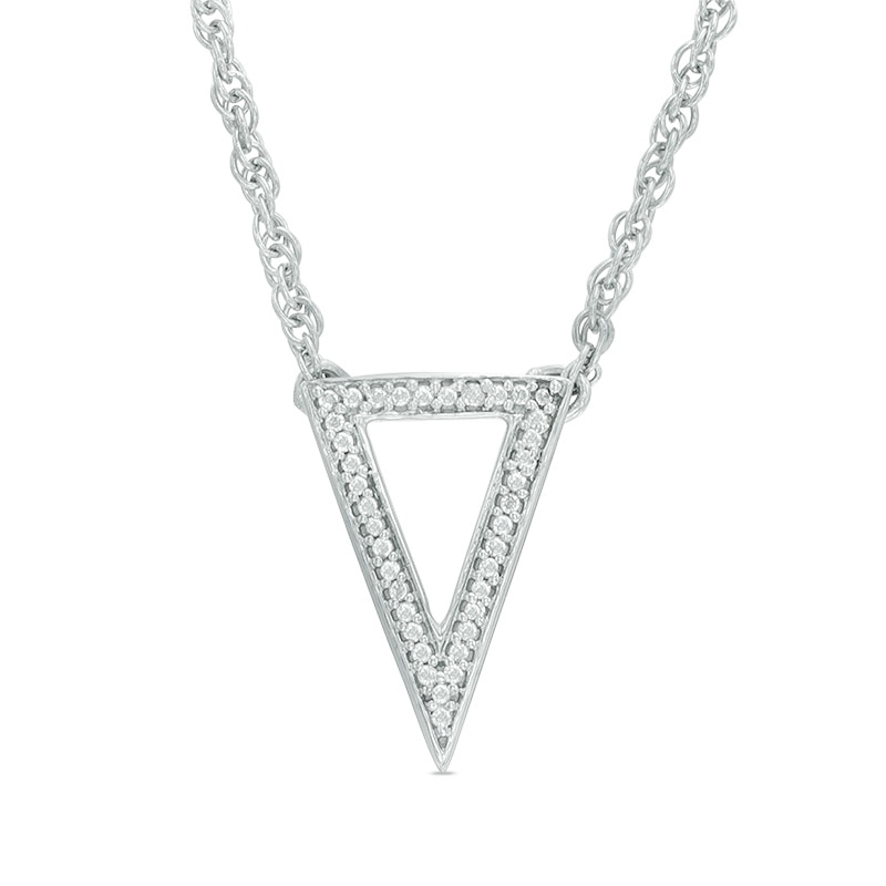 Diamond Accent Triangle Necklace in Sterling Silver - 17"