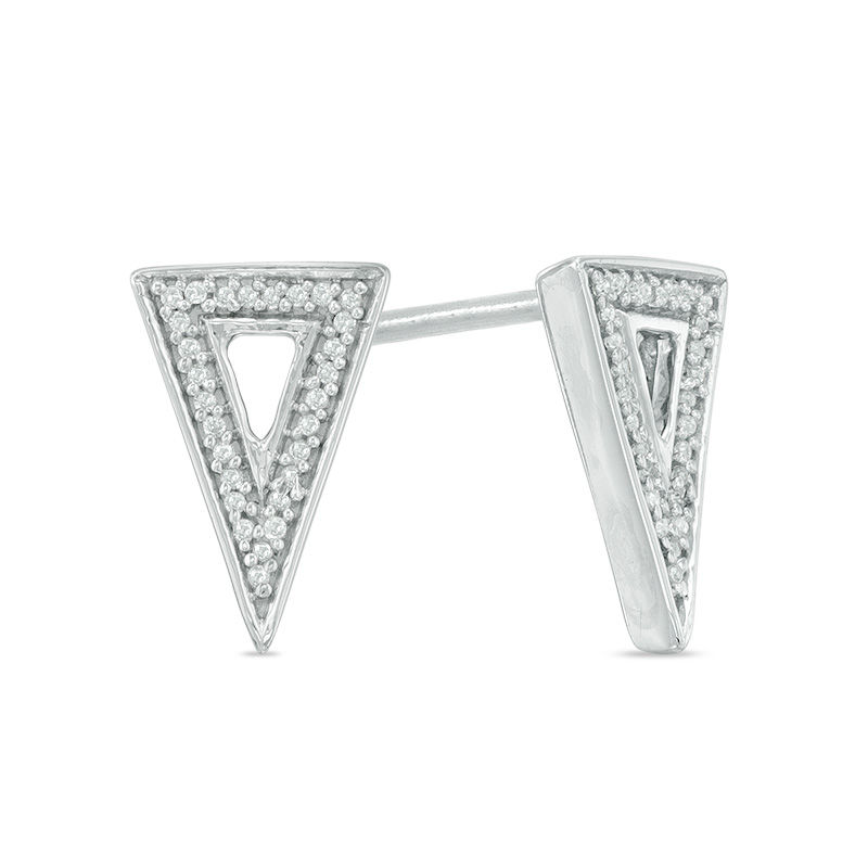 0.09 CT. T.W. Diamond Triangle Stud Earrings in Sterling Silver|Peoples Jewellers