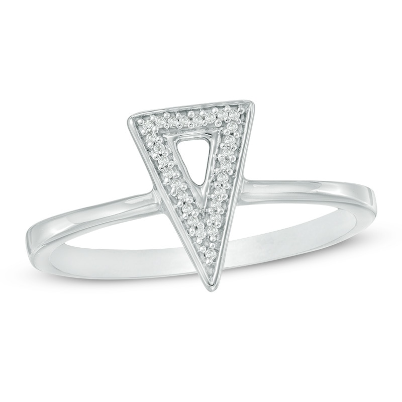 Diamond Accent Triangle Ring in Sterling Silver|Peoples Jewellers