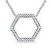 Thumbnail Image 1 of Diamond Accent Outline Hexagon Pendant in 10K White Gold