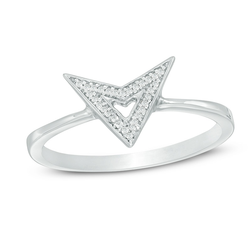Diamond Accent Chevron Triangle Ring in Sterling Silver