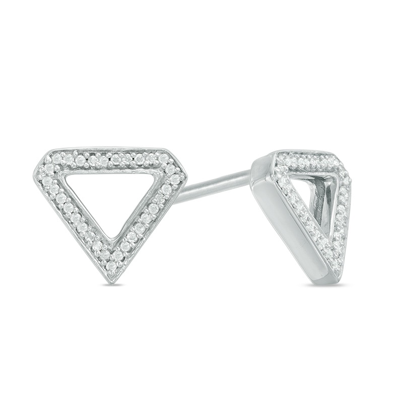 0.09 CT. T.W. Diamond Outline Triangle Stud Earrings in 10K White Gold|Peoples Jewellers