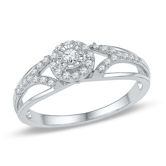 0.23 CT. T.W. Diamond Frame Promise Ring in 10K White Gold