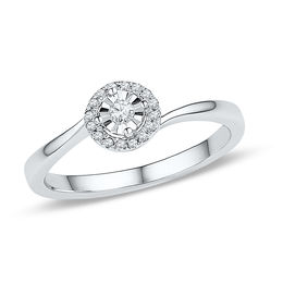 0.09 CT. T.W. Diamond Frame Promise Ring in 10K White Gold