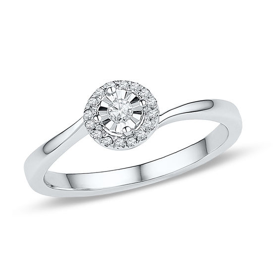 0.09 CT. T.W. Diamond Frame Promise Ring in 10K White Gold