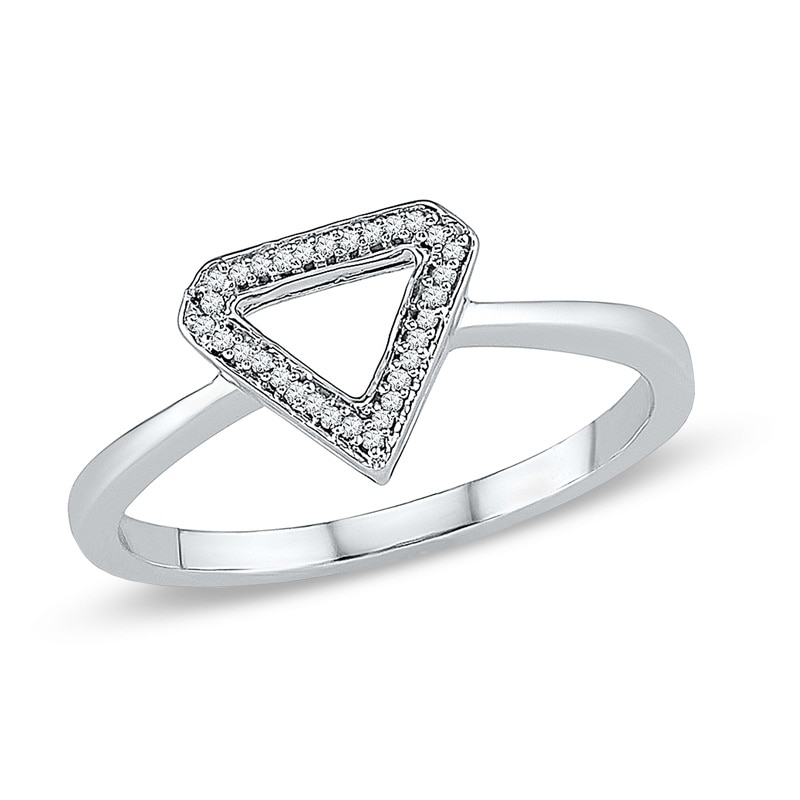 Diamond Accent Outline Triangle Ring in 10K White Gold|Peoples Jewellers