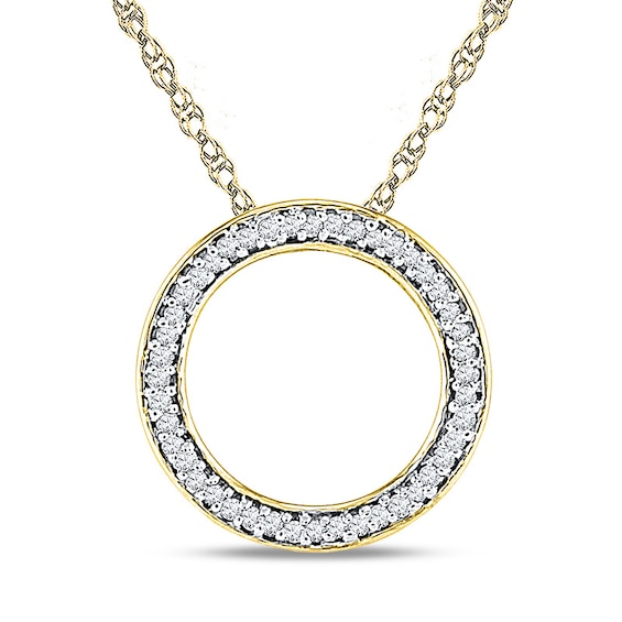 Diamond Accent Circle Pendant in 10K Gold