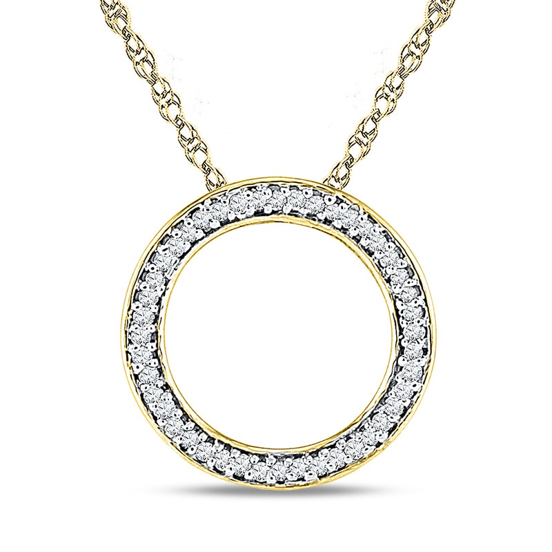Diamond Accent Circle Pendant in 10K Gold|Peoples Jewellers