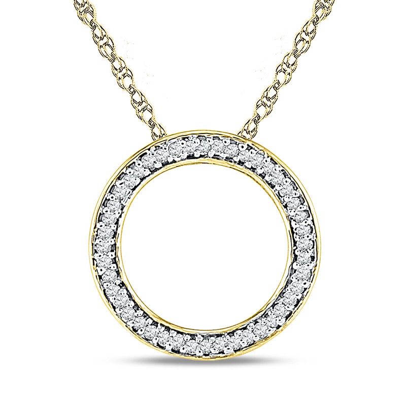 Diamond Accent Circle Pendant in 10K Gold