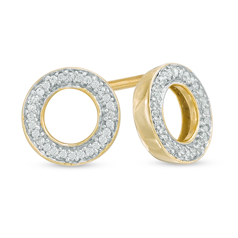 0.09 CT. T.W. Diamond Circle Stud Earrings in 10K Gold