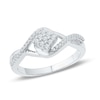 0.18 CT. T.W. Diamond Tilted Square Promise Ring in 10K White Gold