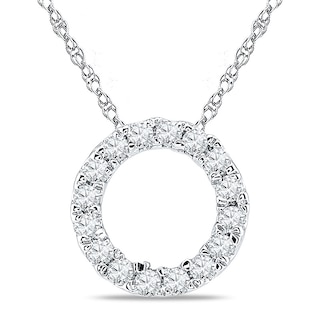 0.18 CT. T.W. Diamond Circle Pendant in 10K White Gold