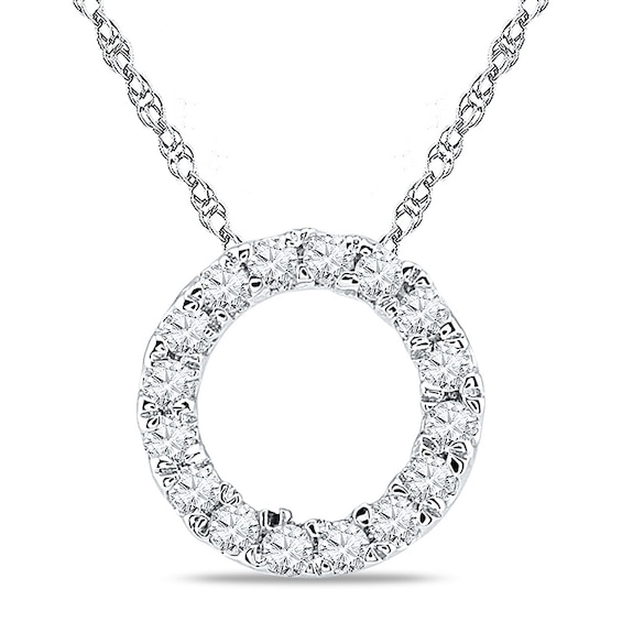 0.18 CT. T.W. Diamond Circle Pendant in 10K White Gold