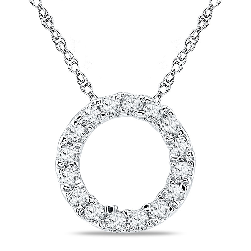 0.18 CT. T.W. Diamond Circle Pendant in 10K White Gold|Peoples Jewellers