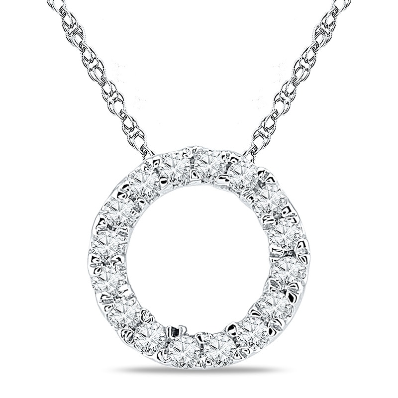 0.18 CT. T.W. Diamond Circle Pendant in 10K White Gold