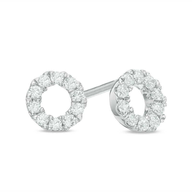 0.23 CT. T.W. Diamond Circle Stud Earrings in 10K White Gold|Peoples Jewellers