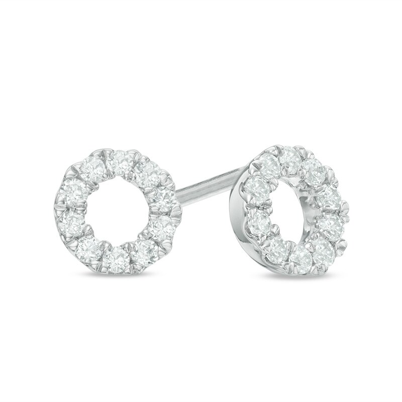 Main Image 1 of 0.23 CT. T.W. Diamond Circle Stud Earrings in 10K White Gold