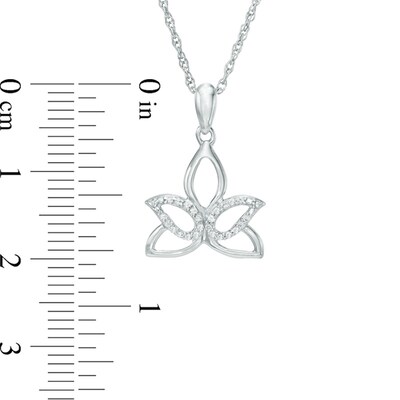 Diamond Accent Outline Lotus Flower Pendant in 10K Gold