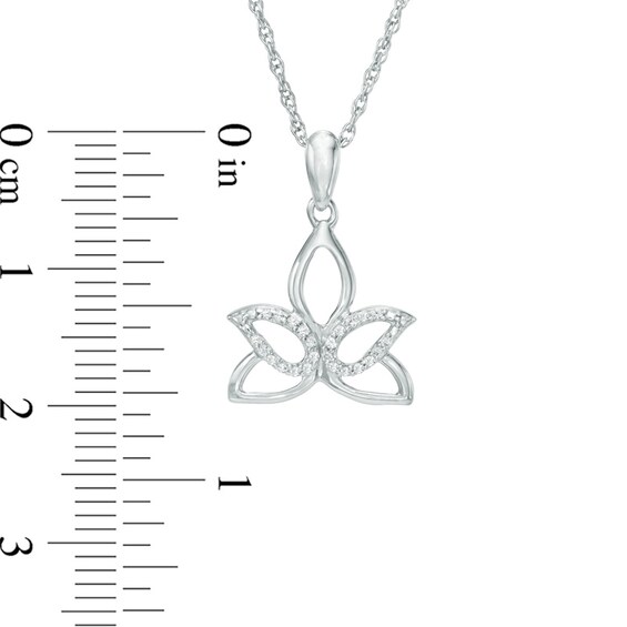 Diamond Accent Outline Lotus Flower Pendant in 10K Gold
