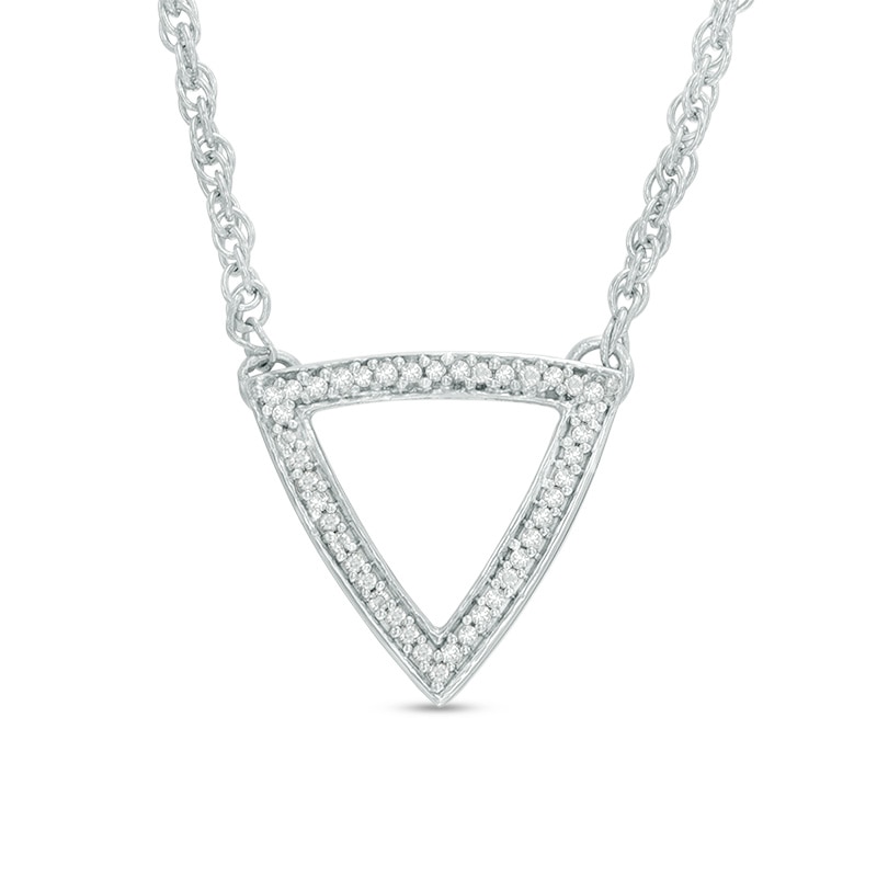 Diamond Accent Outline Triangle Necklace in Sterling Silver - 17"|Peoples Jewellers