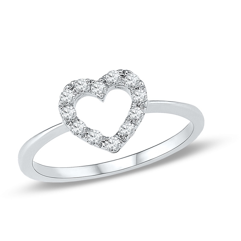0.18 CT. T.W. Diamond Heart Ring in 10K White Gold