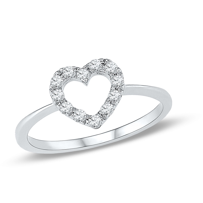 0.18 CT. T.W. Diamond Heart Ring in 10K White Gold|Peoples Jewellers