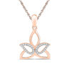 Diamond Accent Outline Lotus Flower Pendant in 10K Rose Gold