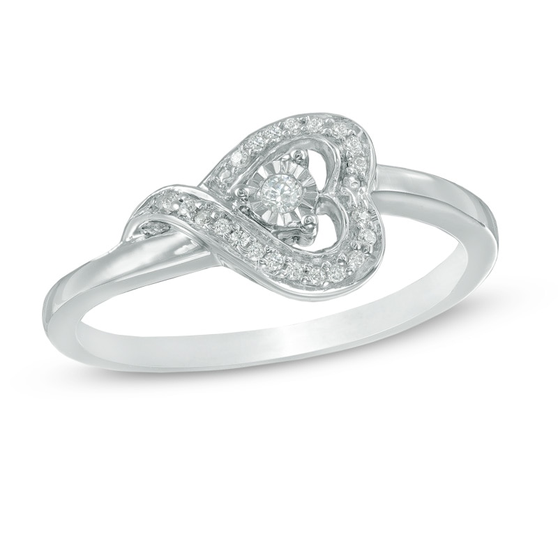 Diamond Accent Sideways Heart Ring in Sterling Silver|Peoples Jewellers