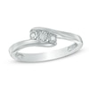 Diamond Accent Three Stone Bypass Promise Ring in Sterling Silver