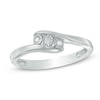 Thumbnail Image 0 of Diamond Accent Three Stone Bypass Promise Ring in Sterling Silver