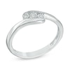 Diamond Accent Three Stone Bypass Promise Ring in Sterling Silver