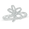 Thumbnail Image 0 of 0.11 CT. T.W. Diamond Pinwheel Flower Ring in Sterling Silver