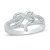 Thumbnail Image 0 of 0.09 CT. T.W. Diamond Heart-Shaped Infinity Ring in Sterling Silver