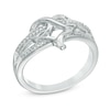 Thumbnail Image 1 of 0.09 CT. T.W. Diamond Heart-Shaped Infinity Ring in Sterling Silver