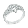 Thumbnail Image 2 of 0.09 CT. T.W. Diamond Heart-Shaped Infinity Ring in Sterling Silver
