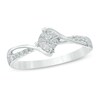 Thumbnail Image 1 of 0.11 CT. T.W. Diamond Cluster Bypass Promise Ring in Sterling Silver
