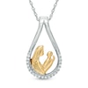 Thumbnail Image 0 of 0.09 CT. T.W. Diamond Motherly Love Teardrop Pendant in Sterling Silver and 14K Gold Plate