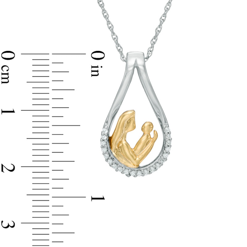 0.09 CT. T.W. Diamond Motherly Love Teardrop Pendant in Sterling Silver and 14K Gold Plate