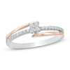 Thumbnail Image 0 of 0.15 CT. T.W. Quad Diamond Bypass Promise Ring in Sterling Silver and 10K Rose Gold