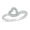 0.09 CT. T.W. Diamond Tilted Heart Outline Ring in 10K White Gold