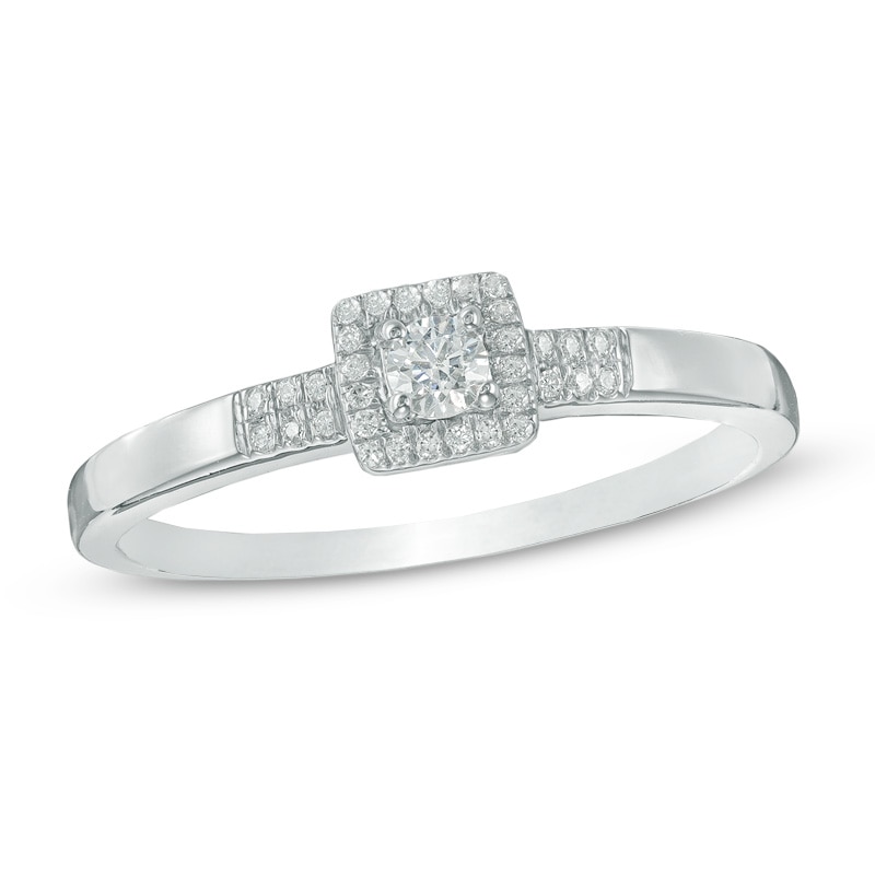 0.11 CT. T.W. Diamond Square Frame Promise Ring in Sterling Silver